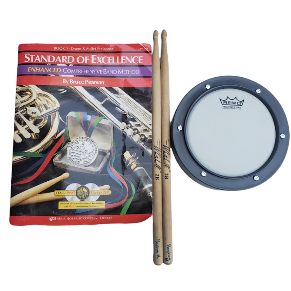 Remo 6" Drum practice pad ,Flute Book 1 Standard of Excellence and Drum Sticks